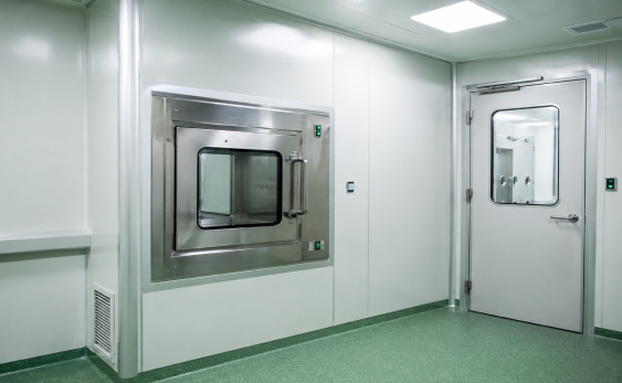 ISO GMP modular cleanroom access system with clean pass box aluminum cleanroom door and cleanroom partition layout